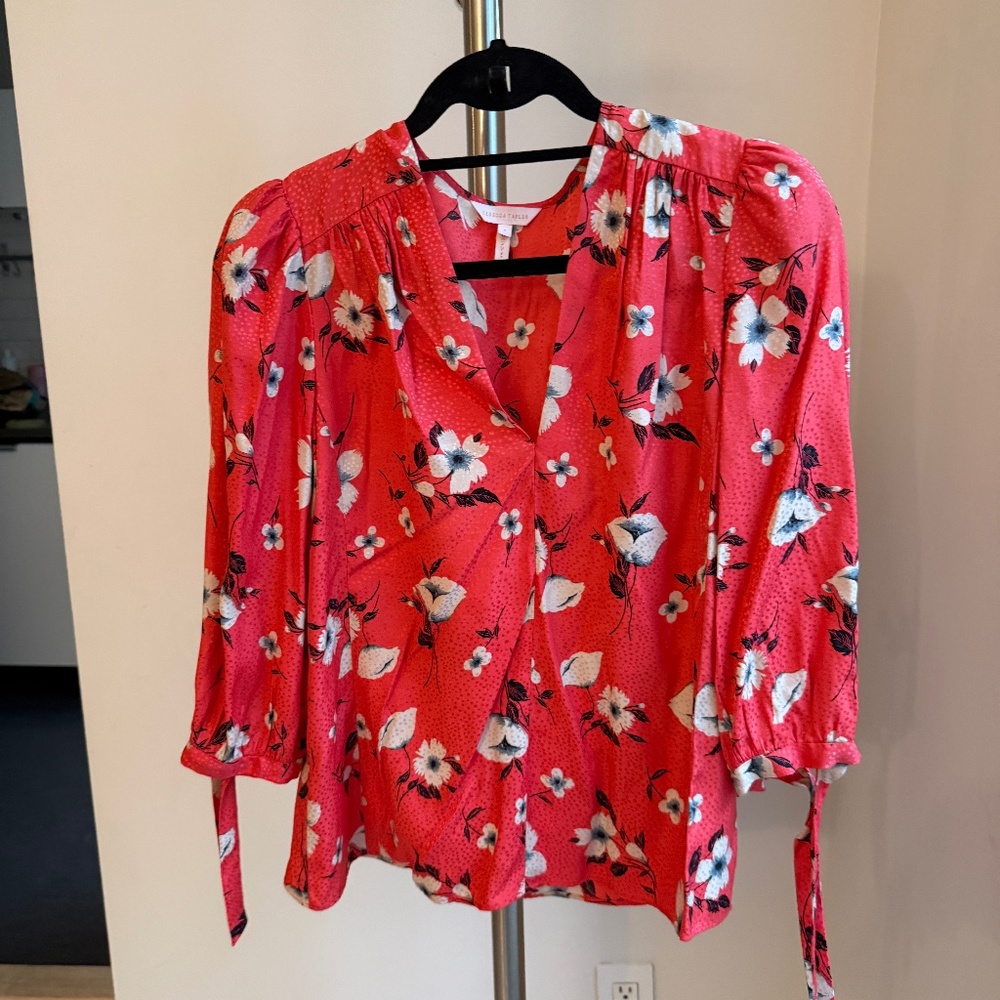 Rebecca Taylor Red Floral Blouse